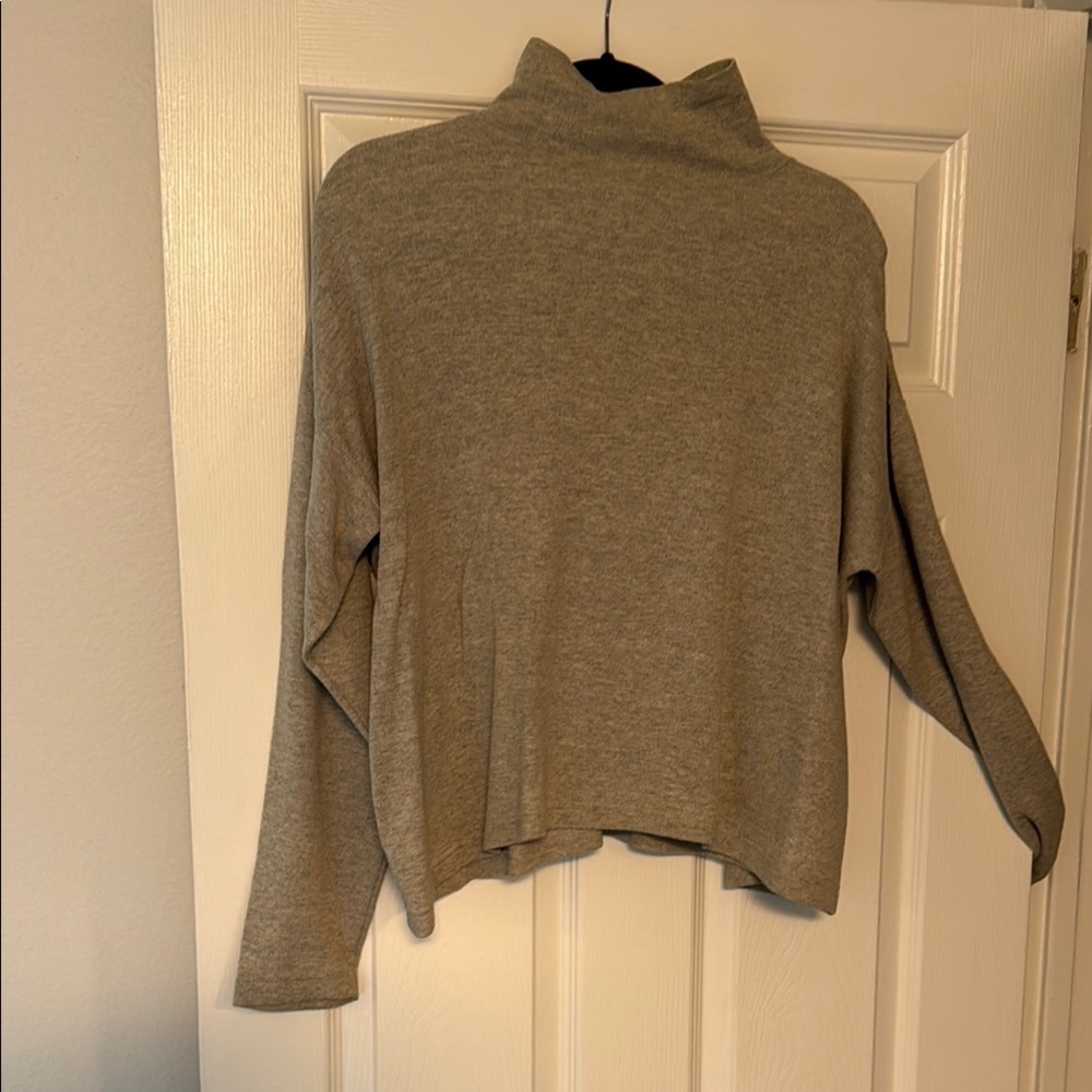 Gray Turtleneck Sweater with Soft Knit Texture